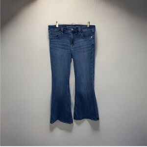 American Eagle Outfitters Women's Dark Blue Flare Jeans